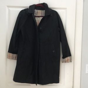 Burberry short, black trench coat